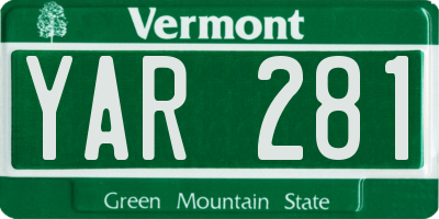 VT license plate YAR281