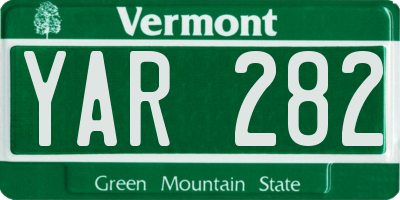 VT license plate YAR282