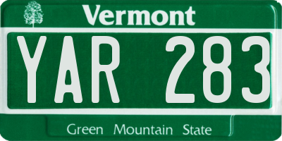 VT license plate YAR283