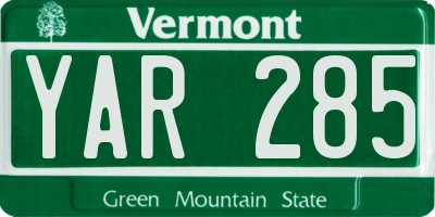 VT license plate YAR285
