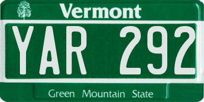 VT license plate YAR292