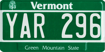 VT license plate YAR296