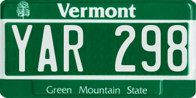 VT license plate YAR298
