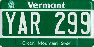 VT license plate YAR299
