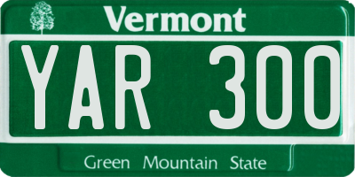 VT license plate YAR300