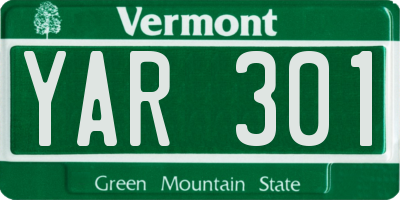 VT license plate YAR301