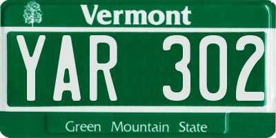 VT license plate YAR302