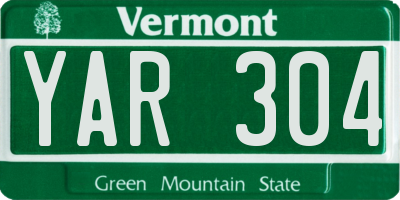 VT license plate YAR304