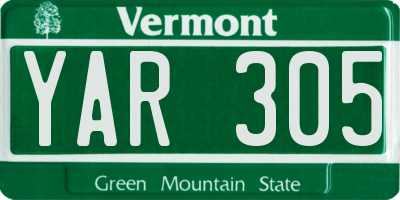 VT license plate YAR305
