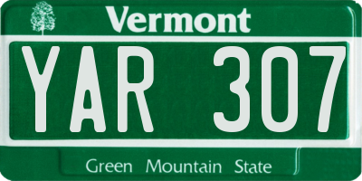 VT license plate YAR307