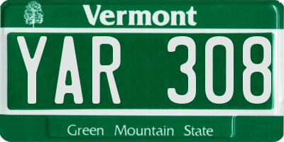 VT license plate YAR308
