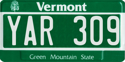 VT license plate YAR309