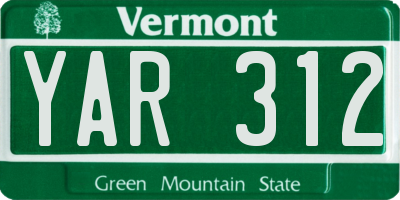 VT license plate YAR312