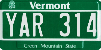 VT license plate YAR314