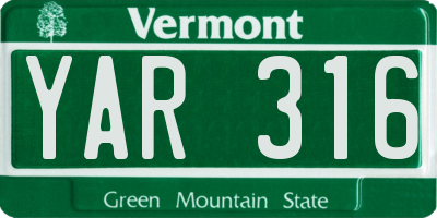 VT license plate YAR316