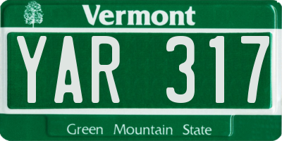 VT license plate YAR317