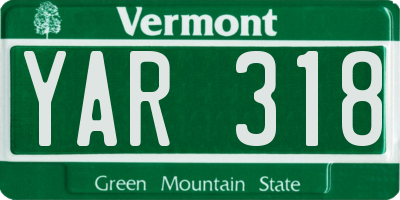 VT license plate YAR318