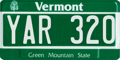 VT license plate YAR320