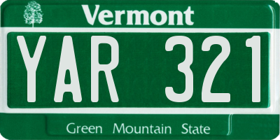 VT license plate YAR321