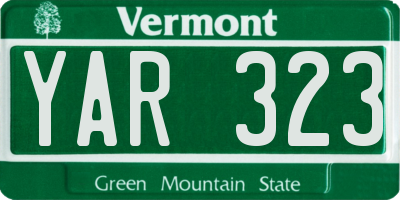 VT license plate YAR323