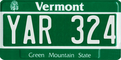 VT license plate YAR324