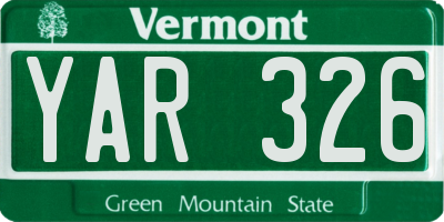 VT license plate YAR326