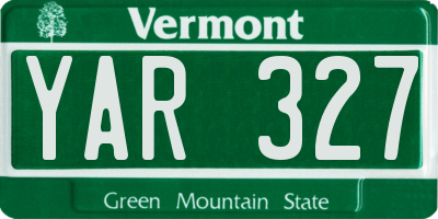 VT license plate YAR327