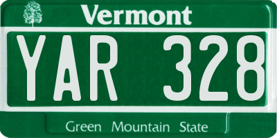 VT license plate YAR328