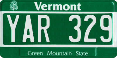 VT license plate YAR329