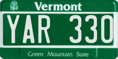 VT license plate YAR330