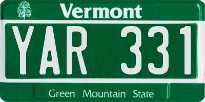 VT license plate YAR331
