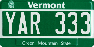VT license plate YAR333