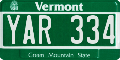 VT license plate YAR334