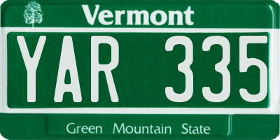 VT license plate YAR335