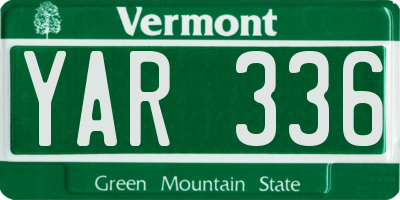 VT license plate YAR336