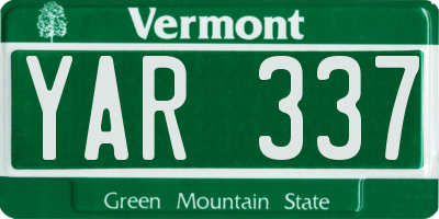 VT license plate YAR337