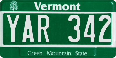 VT license plate YAR342