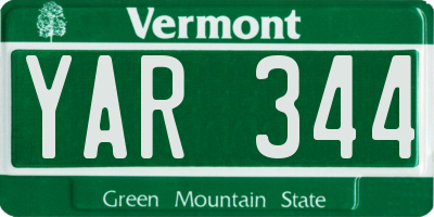 VT license plate YAR344