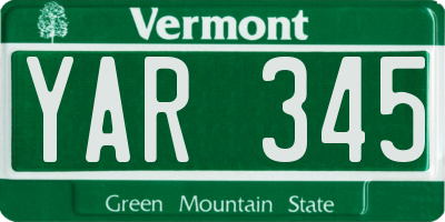 VT license plate YAR345