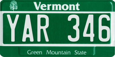 VT license plate YAR346