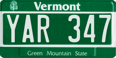 VT license plate YAR347