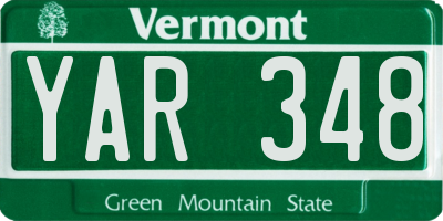 VT license plate YAR348