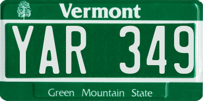 VT license plate YAR349