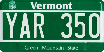 VT license plate YAR350