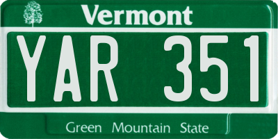 VT license plate YAR351