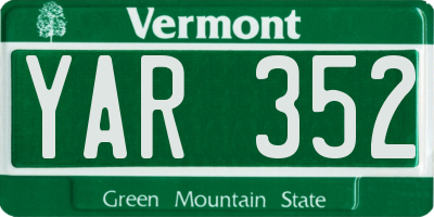 VT license plate YAR352