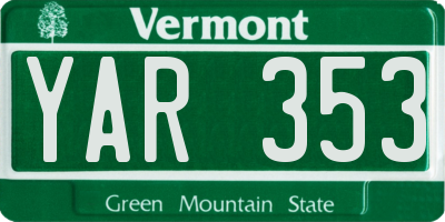 VT license plate YAR353