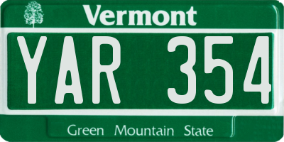 VT license plate YAR354