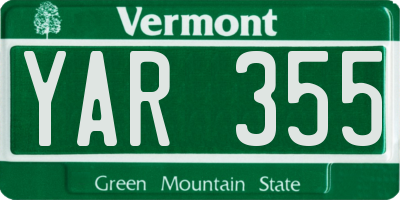 VT license plate YAR355