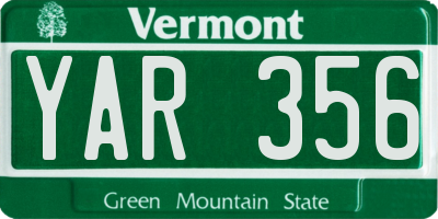 VT license plate YAR356